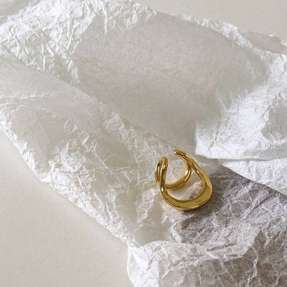 Double Line Golden & Silver Ear Cuff-One Piece