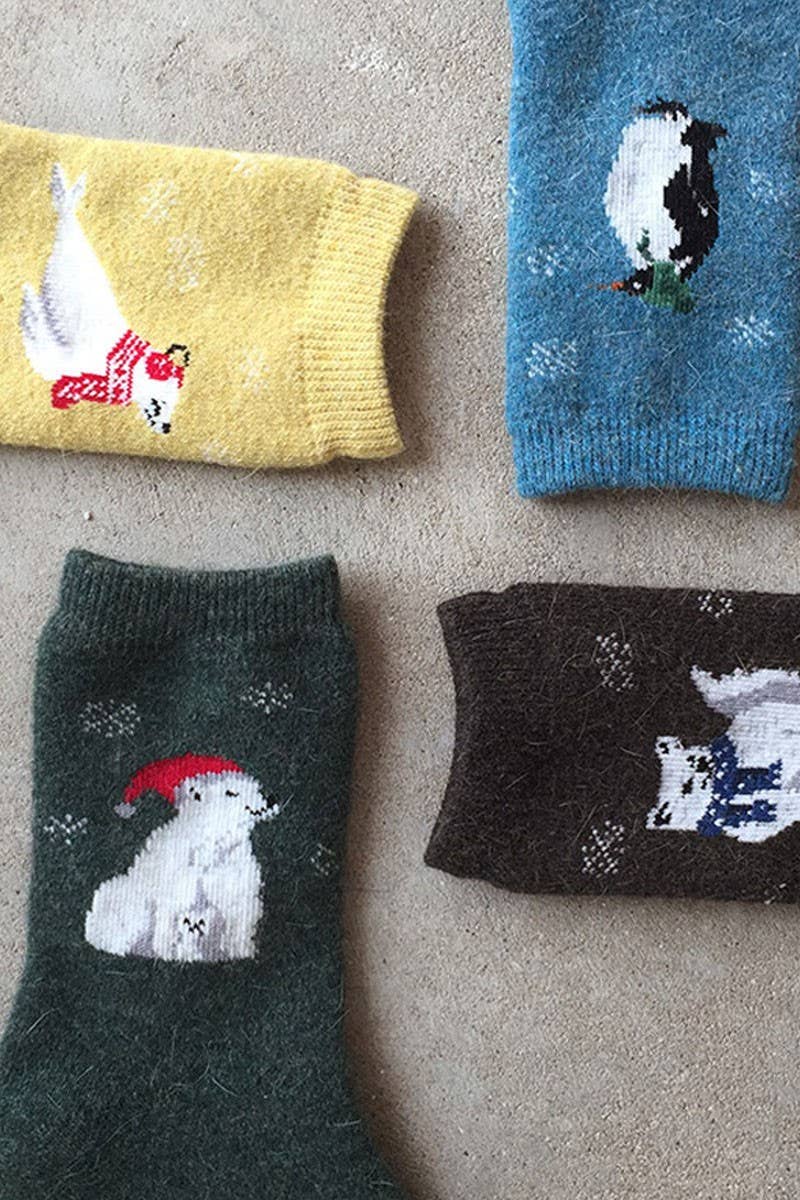 Women's Animals Wool Blend Crew Socks