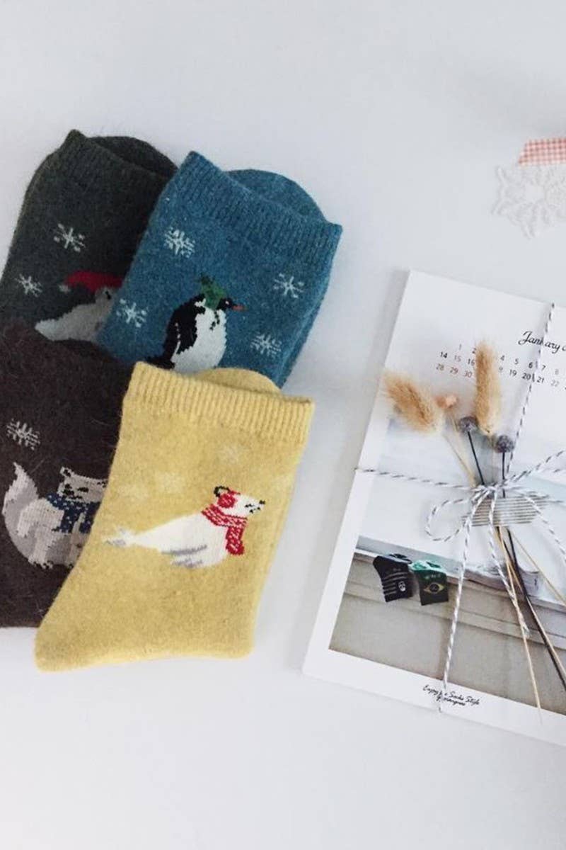 Women's Animals Wool Blend Crew Socks