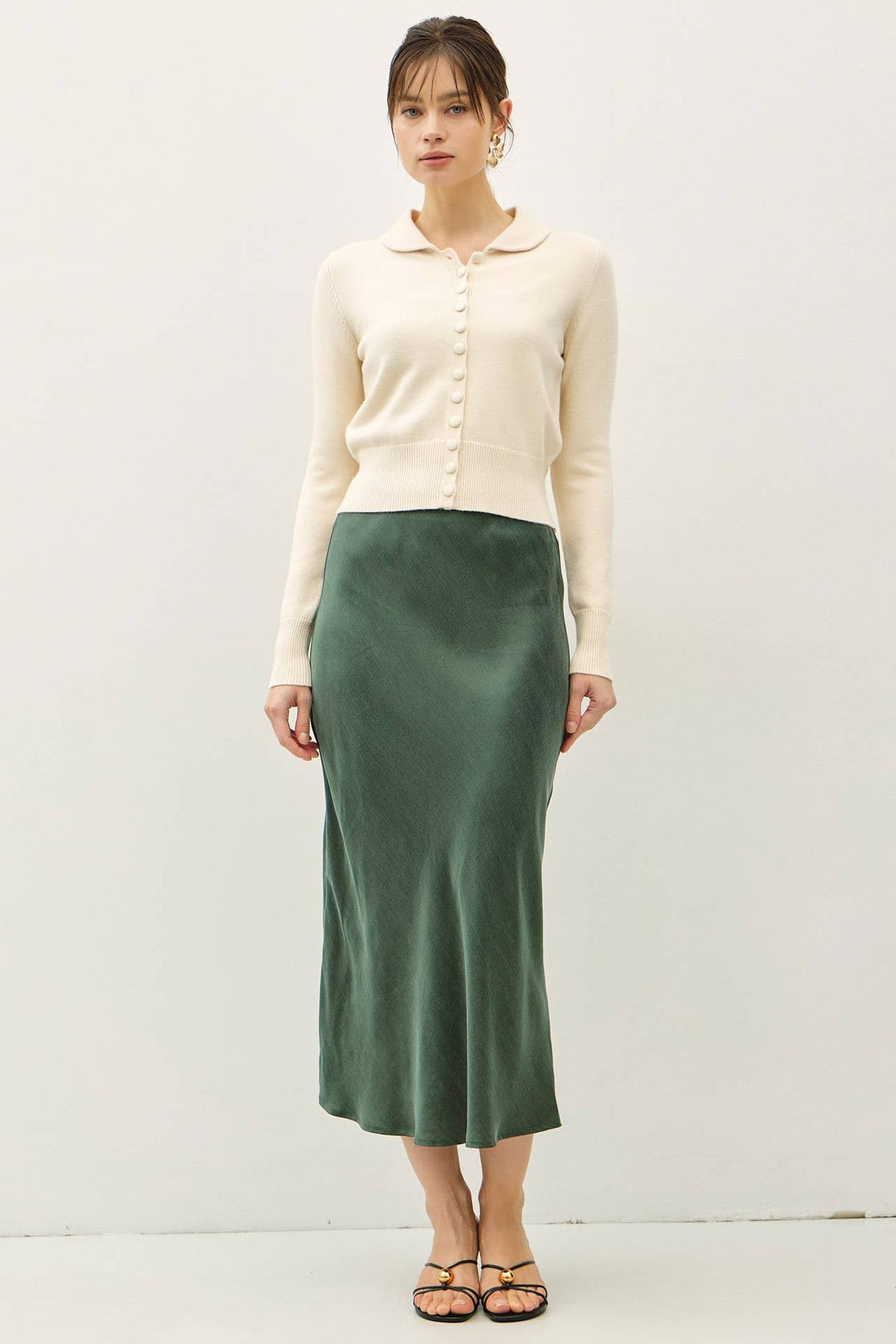 Silky Suede Feel Midi Skirt