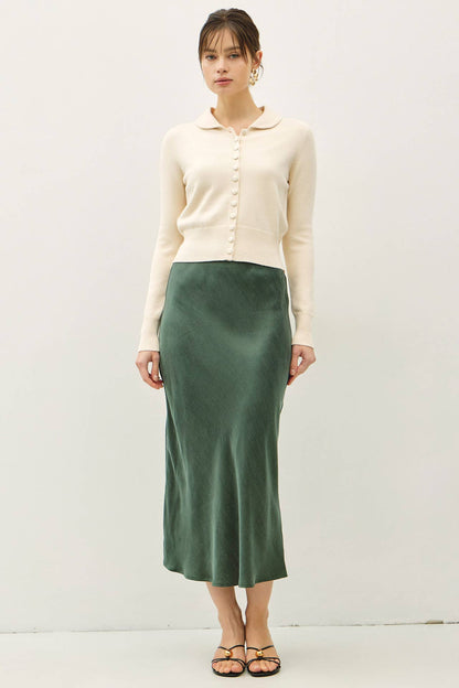 Silky Suede Feel Midi Skirt