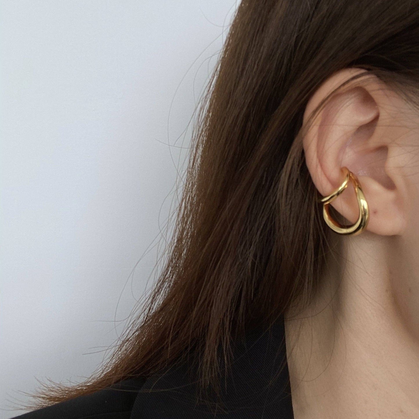 Double Line Golden & Silver Ear Cuff-One Piece
