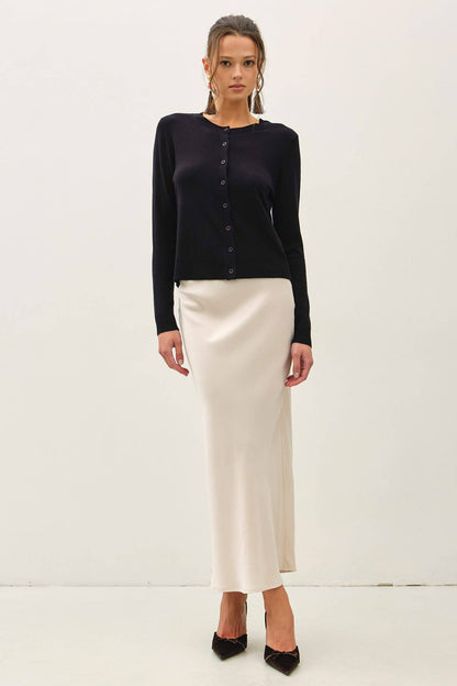 Silky Suede Feel Midi Skirt
