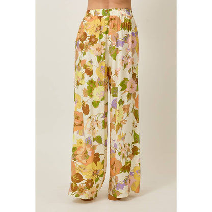 Skylar Rose - Floral Wide-Leg Pants with Elastic Waistband & Pockets