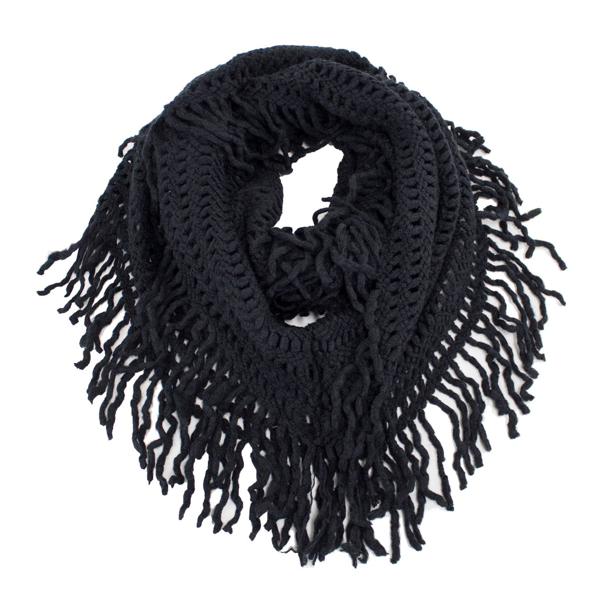 Knit Tassel Infinity Loop Scarf