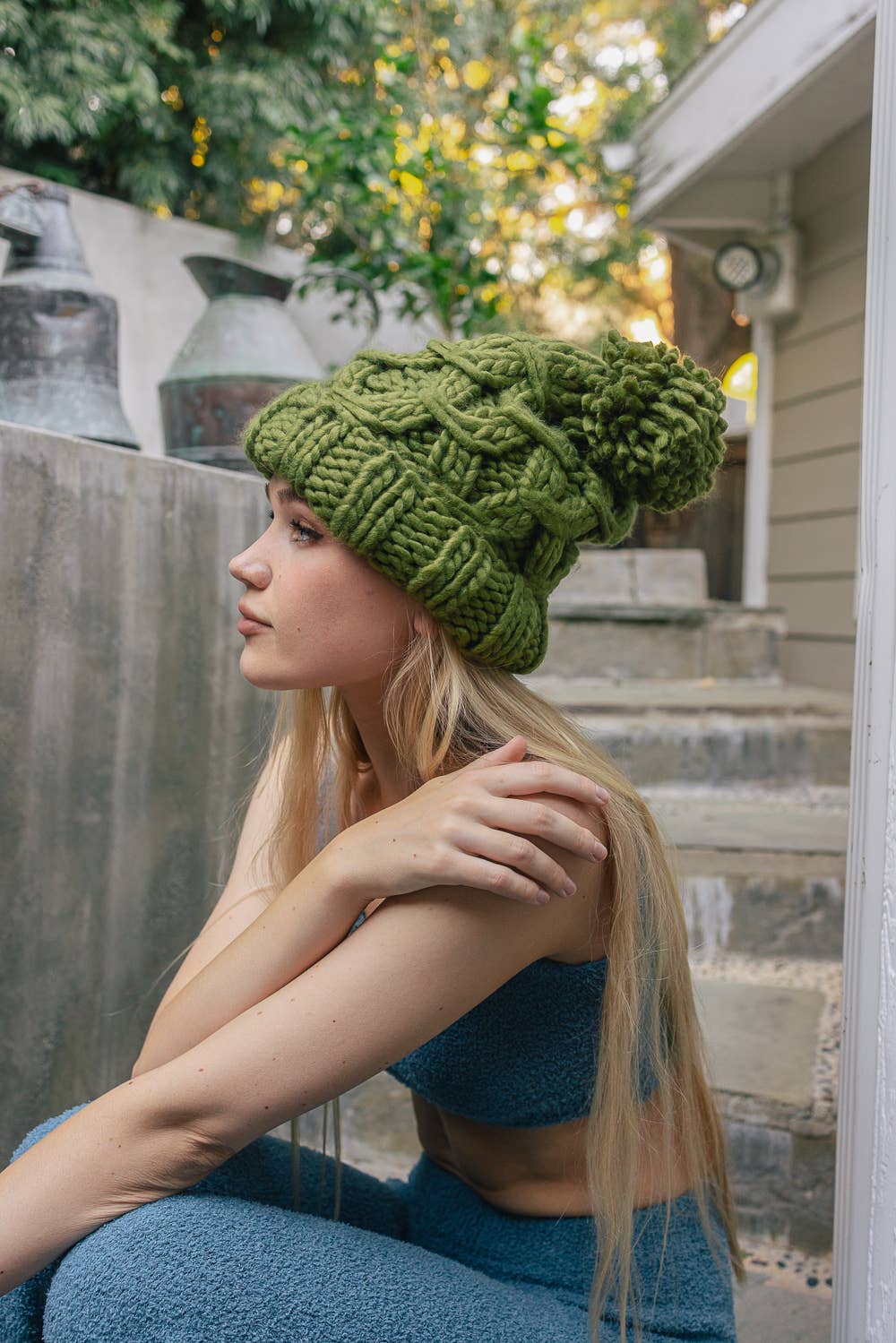 Leto Accessories - Trendy Textured Chunky Knit Pom Beanie for Women 🧶
