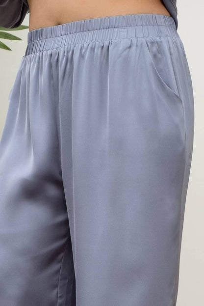 Solid Satin Wide Leg Pants