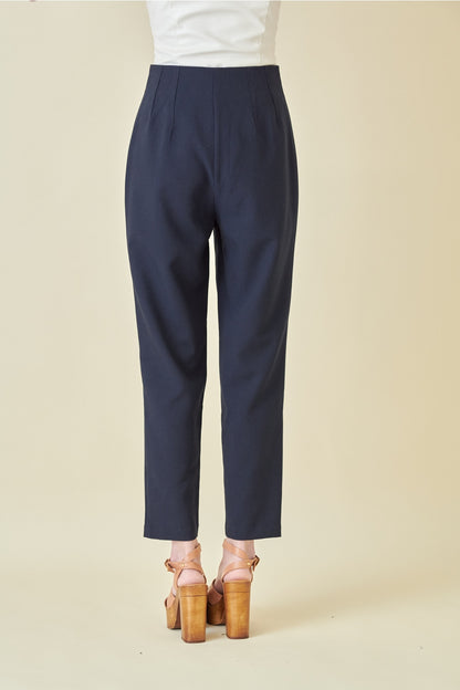 Navy High Waisted Ankle Length Pants