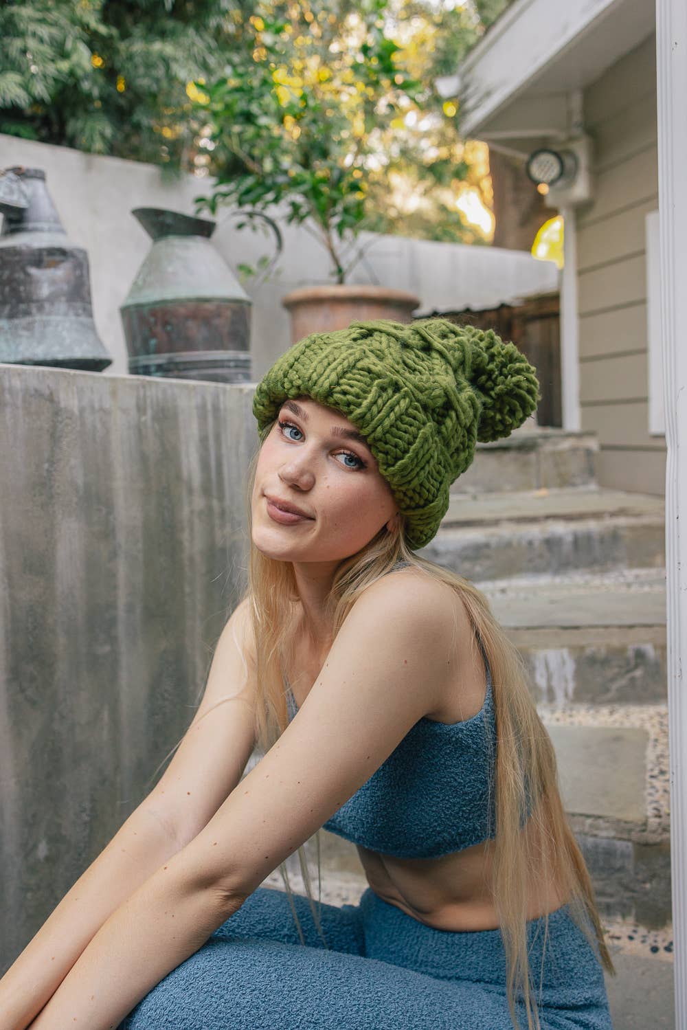 Leto Accessories - Trendy Textured Chunky Knit Pom Beanie for Women 🧶