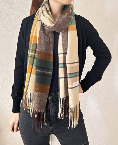 Plaid Fringe Cashmere Ultra Soft Scarf