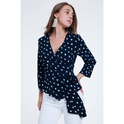 Printed Tie Blouse