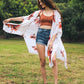 Floral Print Kimono With Armholes