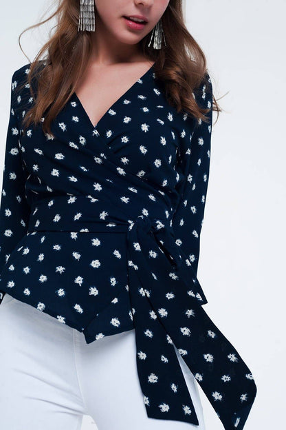 Printed Tie Blouse