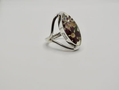 Sterling Silver Handblown Glass Floral Ring