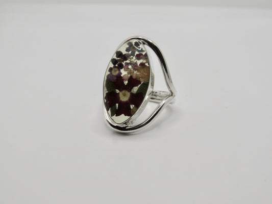Sterling Silver Handblown Glass Floral Ring