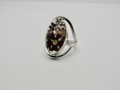 Sterling Silver Handblown Glass Floral Ring