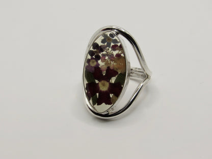 Sterling Silver Handblown Glass Floral Ring