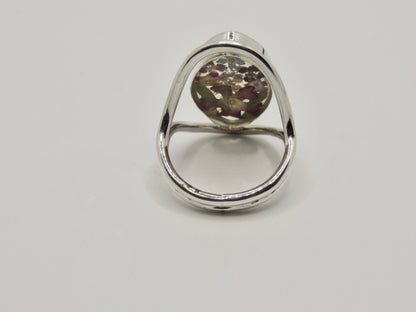 Sterling Silver Handblown Glass Floral Ring