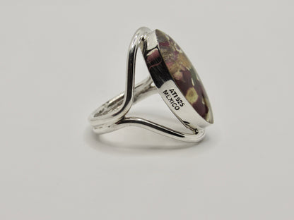 Sterling Silver Handblown Glass Floral Ring