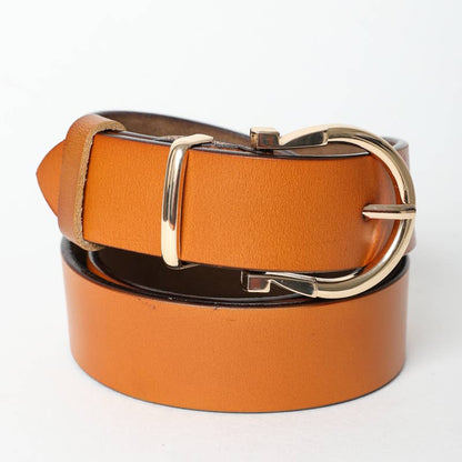 Horseshoe Gold Buckle Belt- Camel