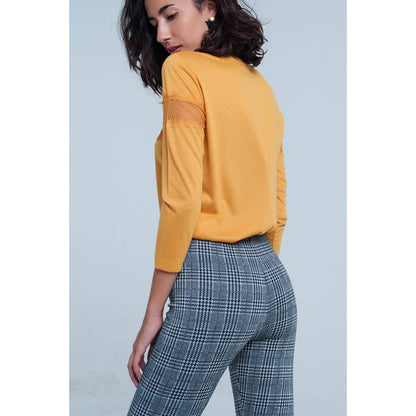 3/4 Sleeve Shirt With Eyelash Trim