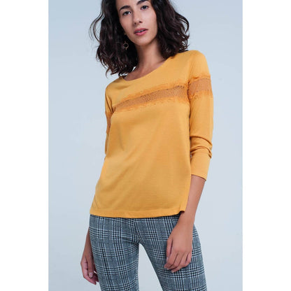 3/4 Sleeve Shirt With Eyelash Trim
