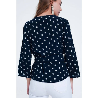 Printed Tie Blouse