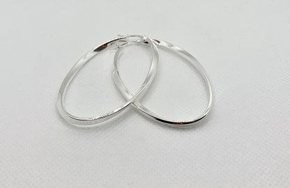 Sterling Silver Oval Twist Hoop