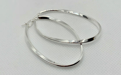 Sterling Silver Oval Twist Hoop