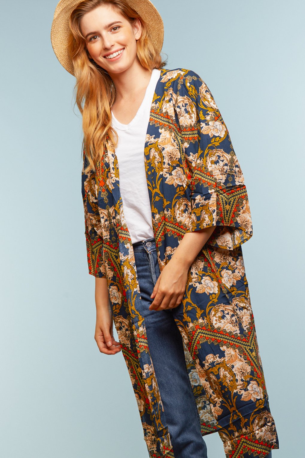 Printed Long Kimono