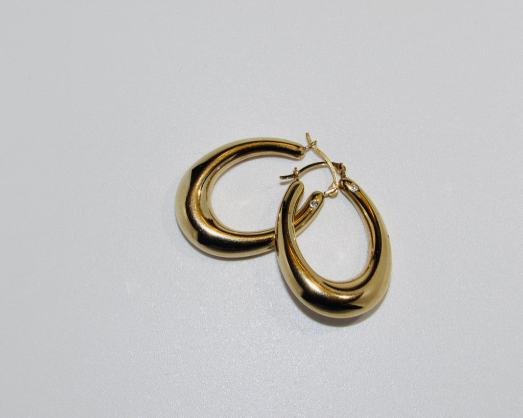14K Yellow Gold Oval Earrings