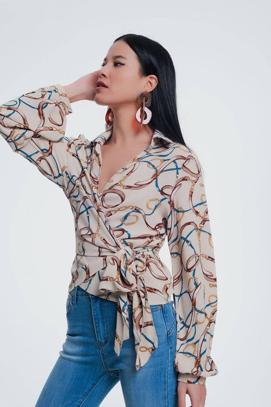 Beige Wrapped Shirt