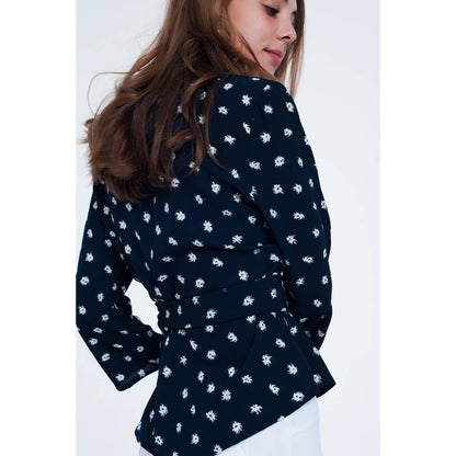 Printed Tie Blouse