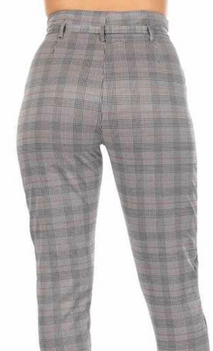 High Waist Checkered Print Pants