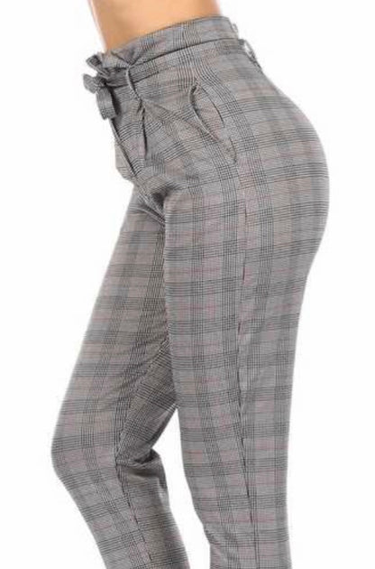 High Waist Checkered Print Pants